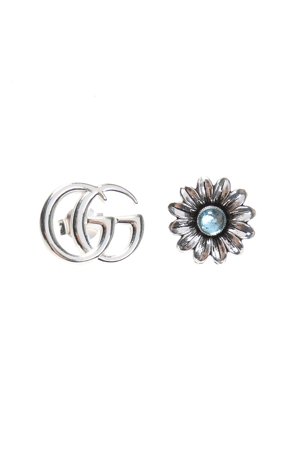 Silver Silver earrings in the shape of a logo and a flower